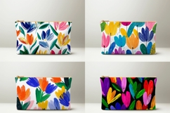 Cartoon Tulips Cosmetic Bag, Flowers Cosmetic Bag PNG Product Image 2