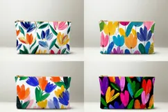 Cartoon Tulips Cosmetic Bag, Flowers Cosmetic Bag PNG Product Image 2