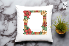Watercolor Red Floral Frame Clipart PNG Product Image 3