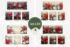 Christmas Poinsettia Mug Wrap Design, Christmas Mug Wrap Product Image 2