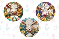 Stained Glass Easter Cow Keychain Template, Easter PNG Product Image 2