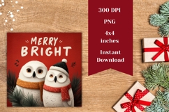 Merry Bright Square Coasters, Owl Square Coaster Designs Product Image 2