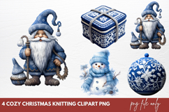 Cozy Christmas Knitting Clipart PNG Product Image 1