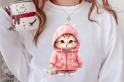 Winter Cute Pink Cat Clipart Sublimation, Christmas Pink PNG Product Image 2