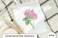 Watercolor Water Lilly Flowers Bouquet png Product Image 2