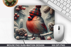 Cardinal Mouse Pad Sublimation, Christmas Mouse Pad PNG Product Image 1