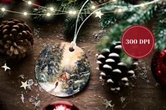 Christmas Ornament PNG, Watercolor Winter Forest Product Tag Product Image 2