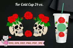 Halloween Skull of rose svg ,Full Wrap Venti Cold Cup 24 oz Product Image 2