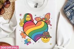 Rainbow Heart and Autism PNG, Autism Sublimation PNG Product Image 1