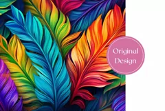 Tropical Leaves Tumbler Sublimation Design, Colorful Tumbler Product Image 2