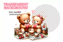 20 Teddy bears couple Valentine watercolor clipart Product Image 2