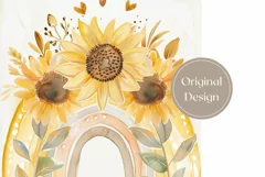 Watercolor Rainbow Tumbler Wrap, Cute Sunflowers Tumbler PNG Product Image 2