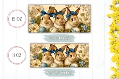Vintage Mug Wrap Design, Easter Bunnies Mug PNG Product Image 2