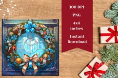 Christmas Square Coasters, Christmas Door Sublimation PNG Product Image 2
