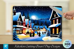 Snow Covered Village Christmas Cutting Board PNG Design Product Image 1