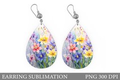 Wildflowers Earring Sublimtion. Flowers Earring Design Product Image 1