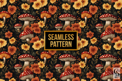 Floral Embroidered Mushroom Digital Paper Pattern Product Image 2