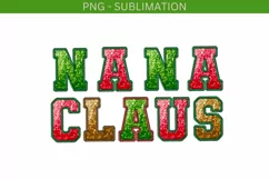 Nana Claus Faux Sequin for Sweatshirt, Sublimation Design Product Image 1