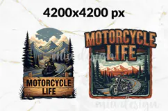 Motorcycle Life PNG, Vintage Biker Mountain Sublimation Product Image 2