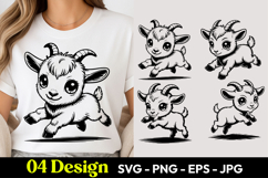 Happy Goat Cartoon SVG PNG Product Image 1