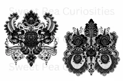 Embroidery, Flowers, Lace, PNG, Clipart, Black, White Product Image 2