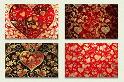Red &amp; Gold Heart Floral Cutting Boards sublimation Designs Product Image 2