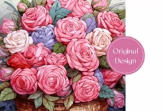 Pink Roses Tumbler Sublimation, Valentines Day Tumbler Wrap Product Image 2