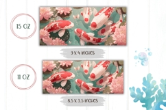 Koi Fish Mug Wrap, Floral Mug Design, Butterfly Mug PNG Product Image 2