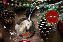 Christmas Round Ornament, Christmas Horse Ornament PNG Product Image 2