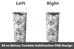 Silver Flowers Pattern 20 oz Tumbler Sublimation PNG Product Image 2