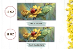 Floral Coffee Mug, Ladybug Mug Design, Flowers PNG Product Image 2