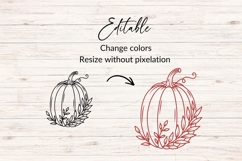 Hand Drawn Pumpkin SVG With Leaves Product Image 2