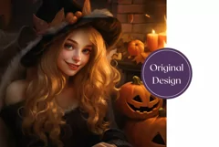 Cute Witch Tumbler Wrap Design PNG, Halloween Sublimation Product Image 2