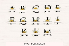Sunflower Split Monogram PNG - 26 Letter Floral Alphabet Product Image 2