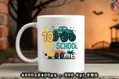 10 Days of School Monster Truck Sublimation Design Product Image 3