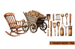 Vintage Rustic Wooden Clipart, Vintage Wooden Clipart Product Image 1