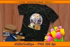 Cute Christmas Ghost Cat and Pumpkin House PNG Product Image 2