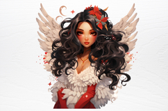 Christmas Black Angel Clipart Fashion Girl PNG Product Image 2