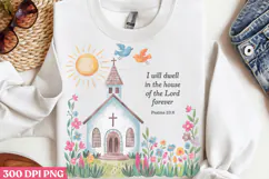 I Will Dwell In The House PNG, Retro Church Sublimation PNG Product Image 2