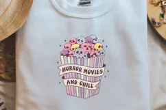 Pink Halloween Horror Movies And Chill PNG Sublimation Product Image 2