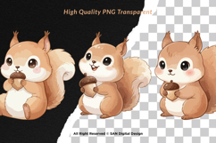 15 Bundle Watercolor Kids Squirrel Burrow Rodent Nut Small Product Image 2