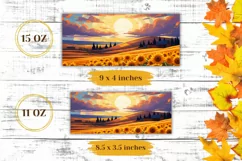 Sunflowers Field Mug Sublimation Design PNG, 11 & 15oz Product Image 2