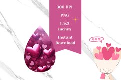 3D Heart Teardrop Earrings, Love Hearts Earring Sublimation Product Image 2