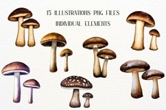 Vintage Watercolor Mushrooms, Junk Journal Mushroom Product Image 2