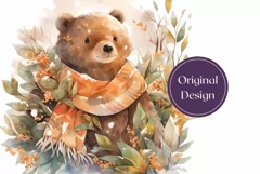 Winter Tumbler Wrap, Watercolor Bear Tumbler Sublimation Product Image 2