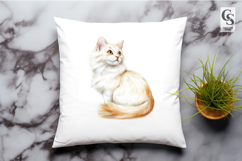 Cute Cat Watercolor Illustration Clipart Sublimation PNG Product Image 2