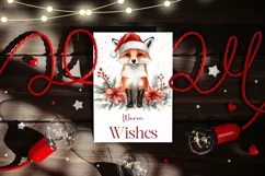 Watercolor Christmas Greeting Cards, Christmas Animals PNG Product Image 2