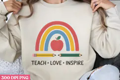 Teach Love Inspire PNG, Retro Teacher Sublimation PNG Product Image 1