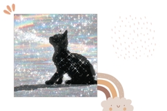 Black Cat Pillow Case, Glitter Pillow Design, Cat PNG Product Image 2
