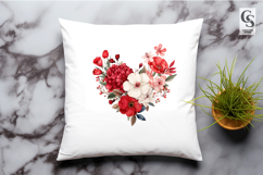 Red Floral Heart Watercolor Clipart Sublimation PNG Product Image 3